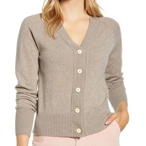 Everlane ReCashmere Varsity Cardigan in Taupe Women’s Size Small